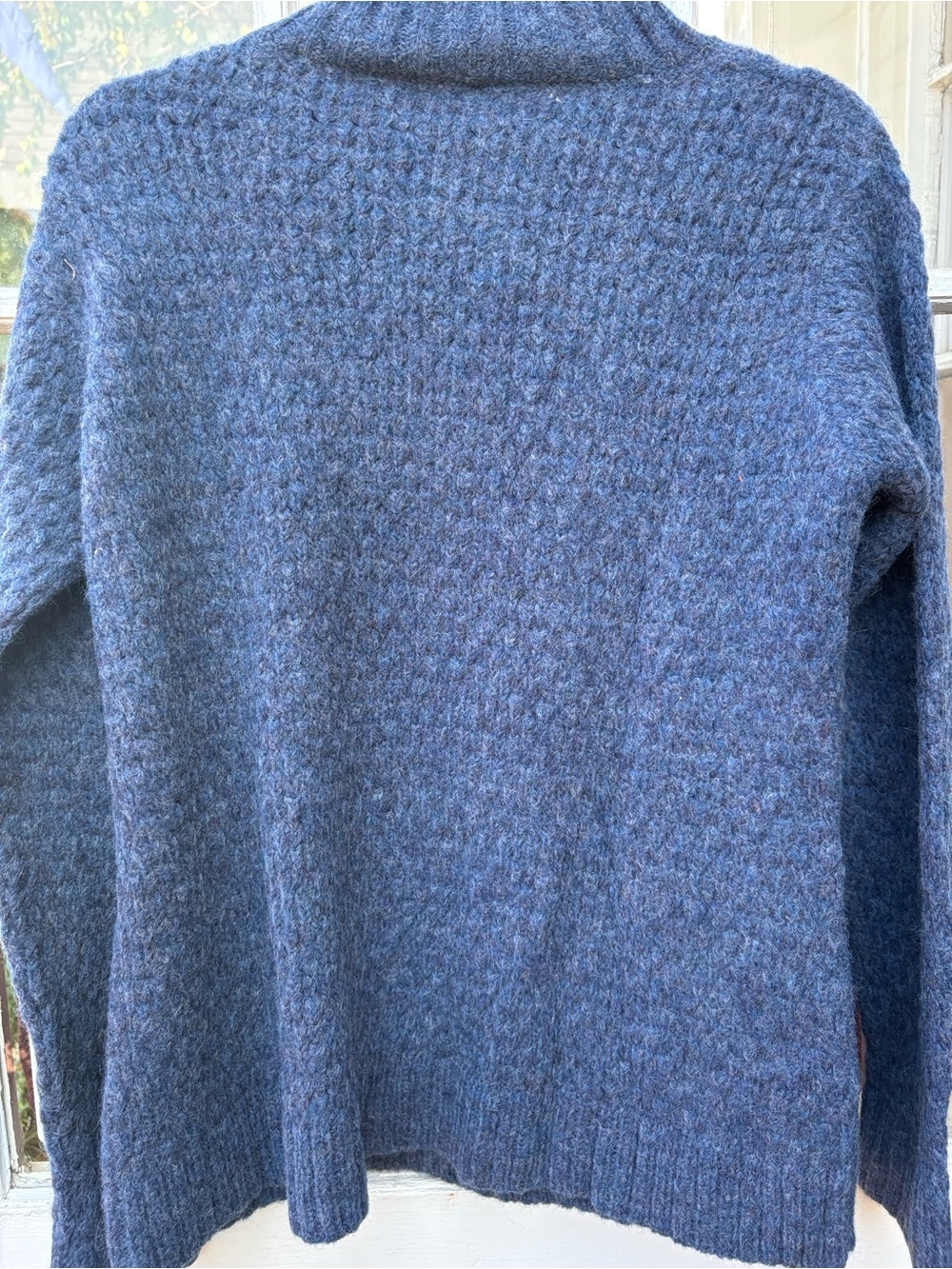 Women's Blue Textured Turtleneck Sweater
